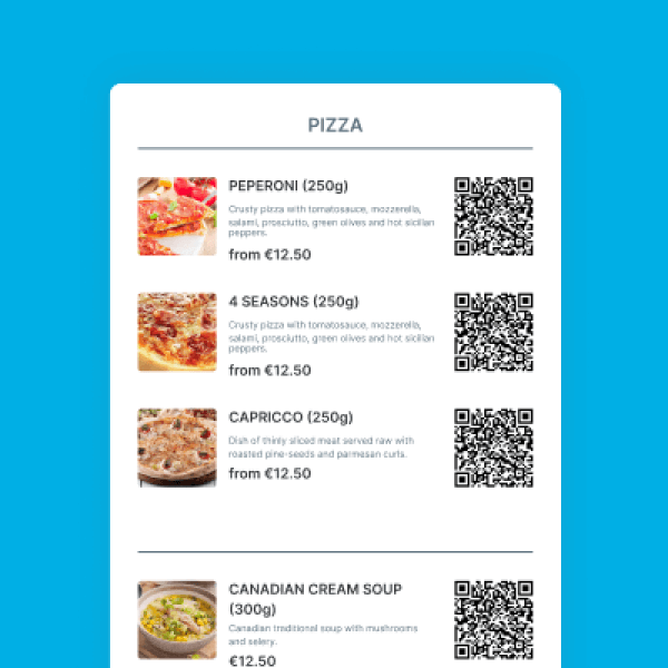QR-code on the menu